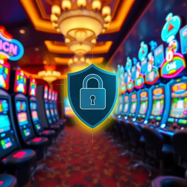 Illustration of digital security shield protecting online casino games