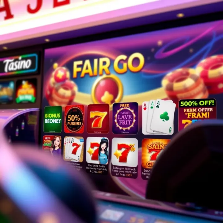 Visual display of various promotional offers and bonuses available at an online casino