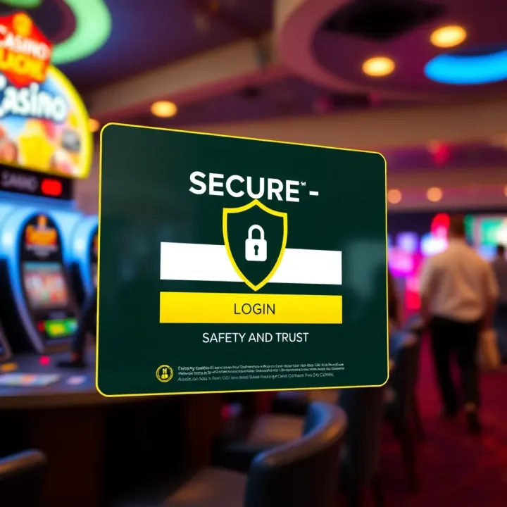Illustration of a secure login interface with a shield icon indicating safety and trust for casino users