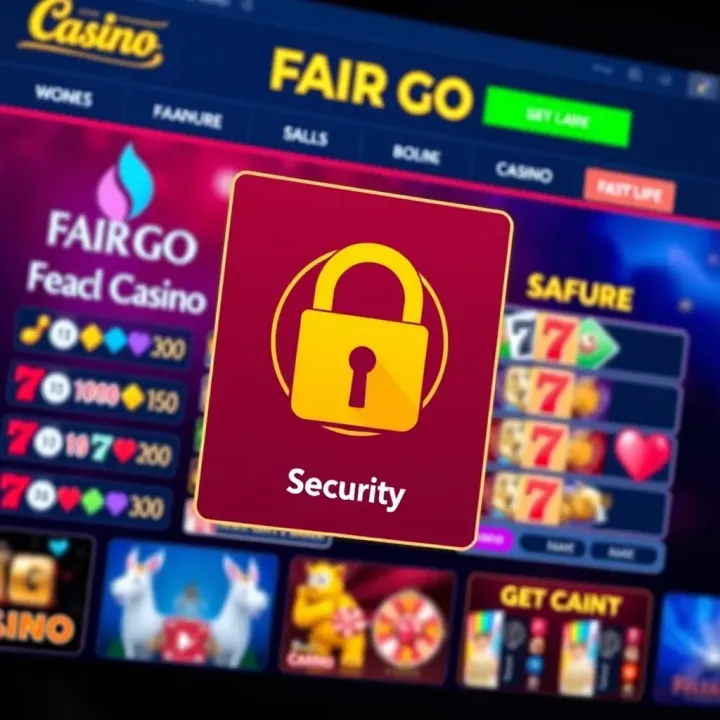 Fair Go Casino Security Features Highlighted Secure online casino interface with padlock symbol indicating safety measures
