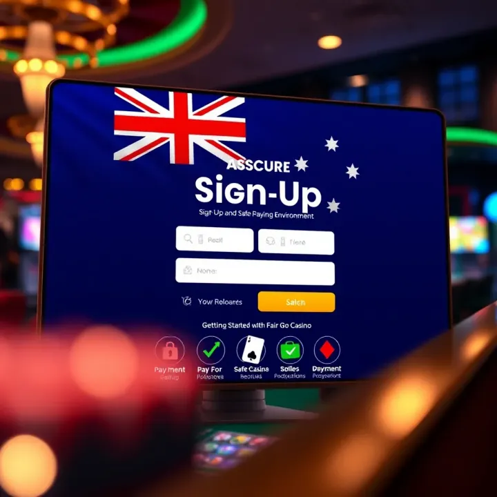 Secure online casino registration form with Australian flag and safe payment icons