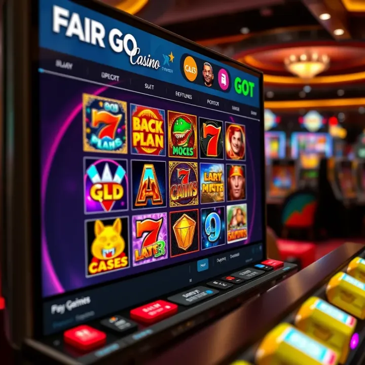 User interface showing a variety of slot game options and casino features