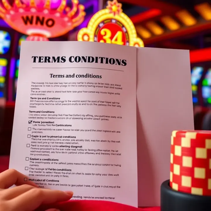 Graphic depicting a detailed casino terms and conditions document alongside a checklist