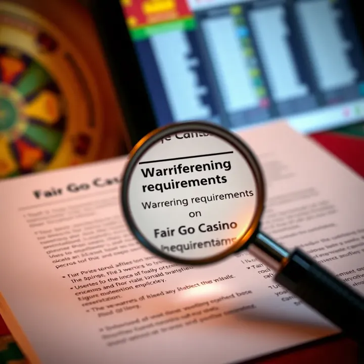 Understanding Wagering Requirements and Terms at Fair Go Casino Conceptual graphic showing terms and conditions with a magnifying glass focusing on wagering requirements