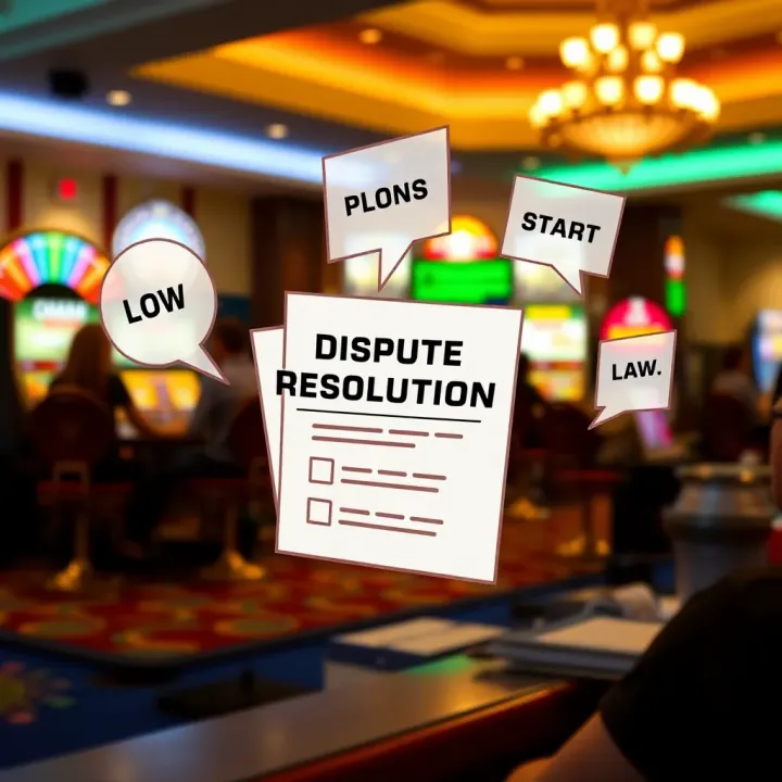 Visual showing dispute resolution concepts with documents and conversation bubbles