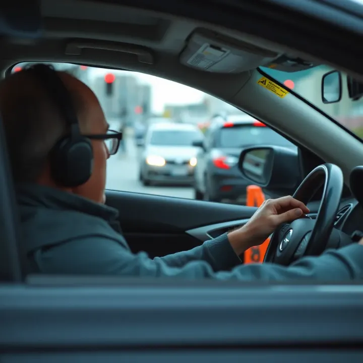 Driving Instructor Conducting Practical Driving Lesson Driving instructor guiding a learner through practical driving skills on a city street