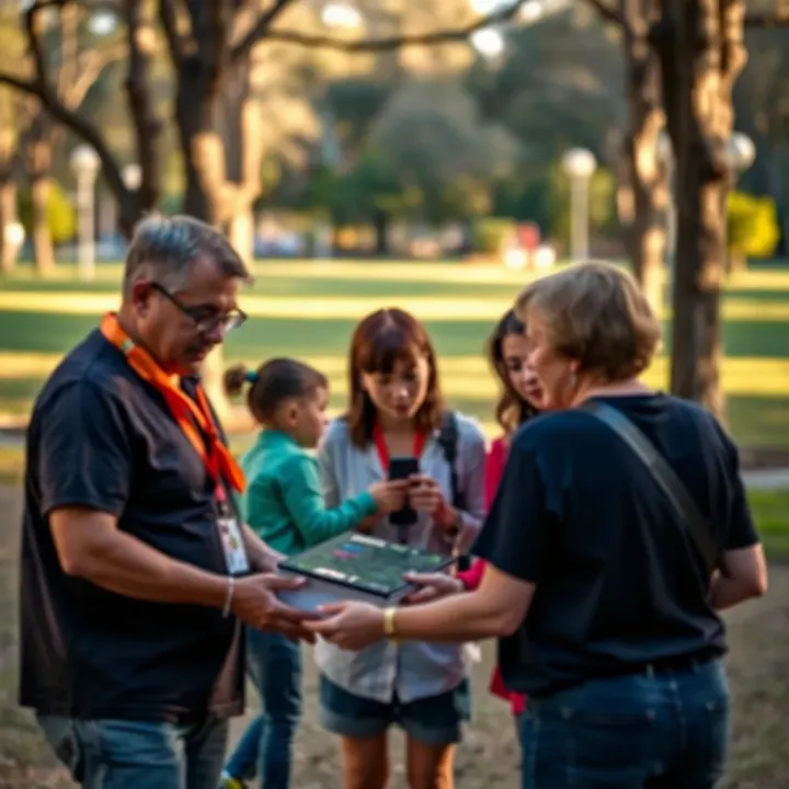 Community Partnership Enhancing Child Growth Opportunities Community members collaborating in a park setting to support child development programs