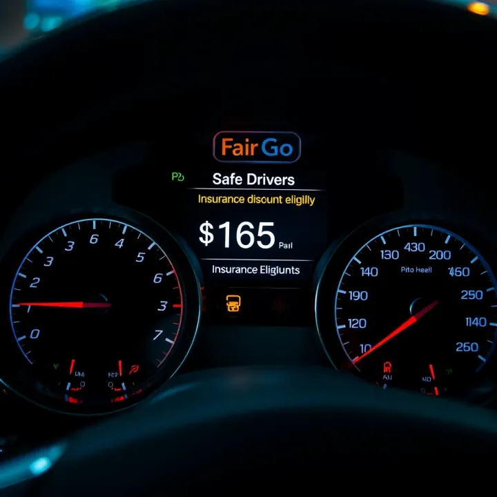 Car dashboard showing insurance discount eligibility status