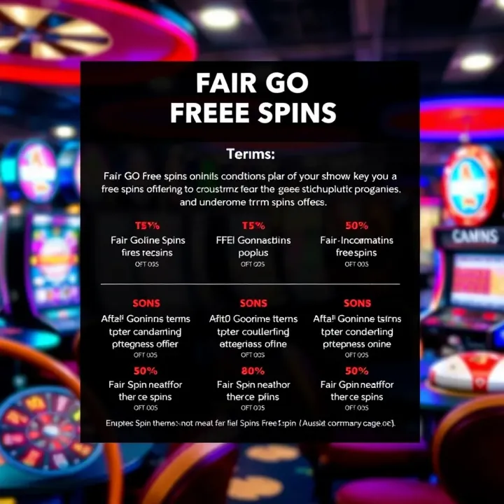 Graphic showing key terms and conditions for Fair Go free spins offers