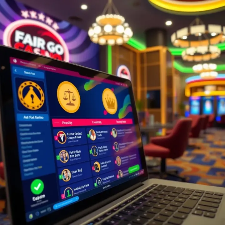 Conceptual graphic showing secure online casino platform with legal symbols and a checklist for safe gambling