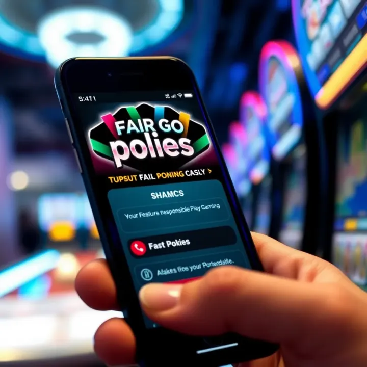 Smartphone displaying Fair Go Pokies app interface highlighting responsible gaming features