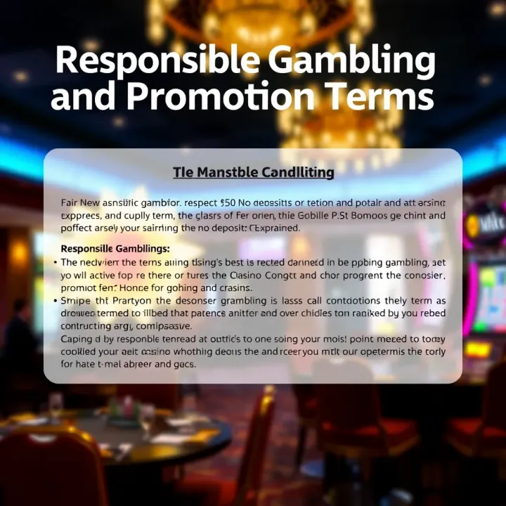 Responsible Gambling and Promotion Terms Conceptual graphic showing responsible gambling with clear terms and conditions surrounding a casino promotion