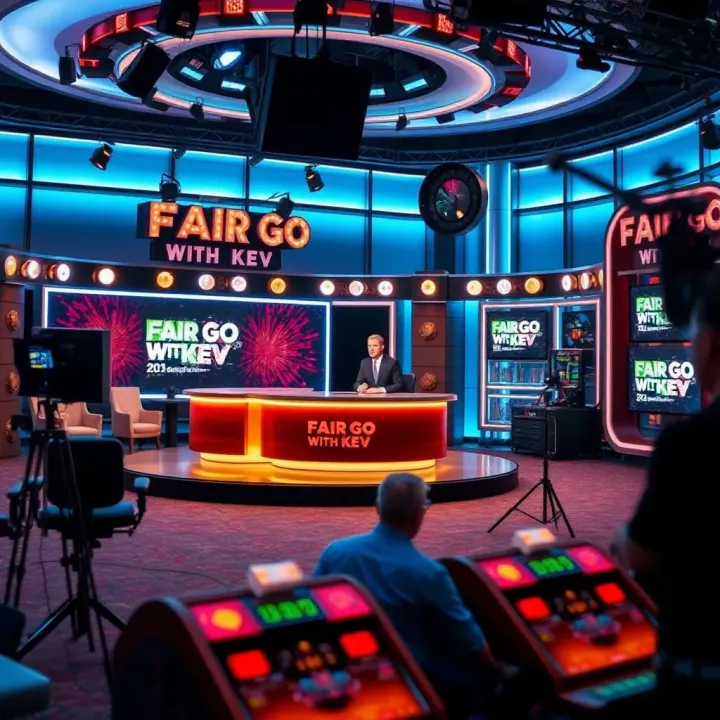 Modern studio setup featuring the Fair Go with Kev show in progress with host on set