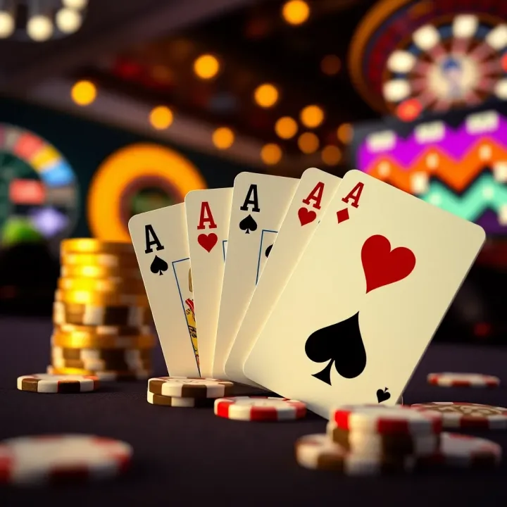 Digital casino tokens and playing cards symbolizing no deposit bonus offers