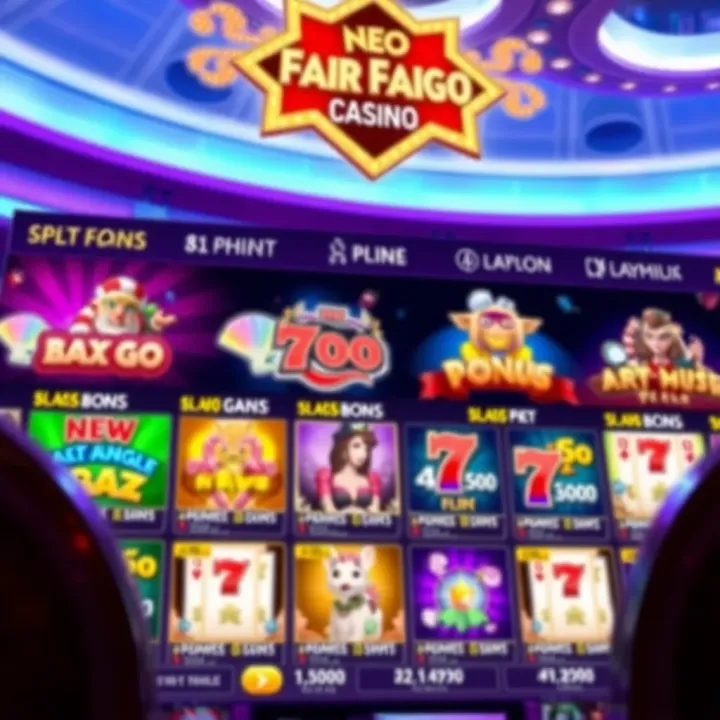 Neo Fair Go Casino Bonus Offer and Game Variety A vibrant casino interface showcasing a variety of slot games and bonus offers