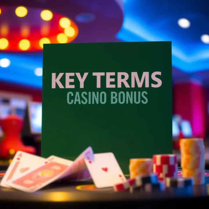 Graphic depicting key terms and eligibility criteria for online casino bonuses