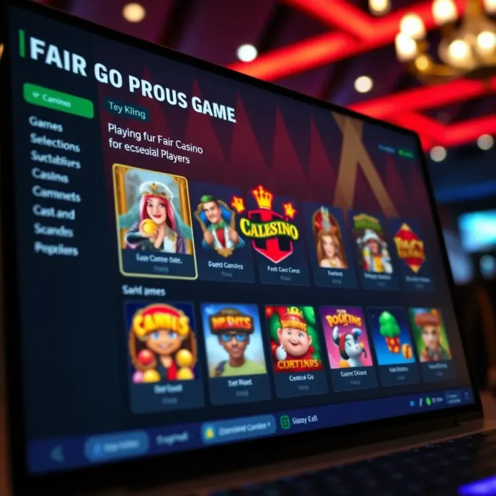 User interface of Fair Go Casino website showing game selection options for casual play