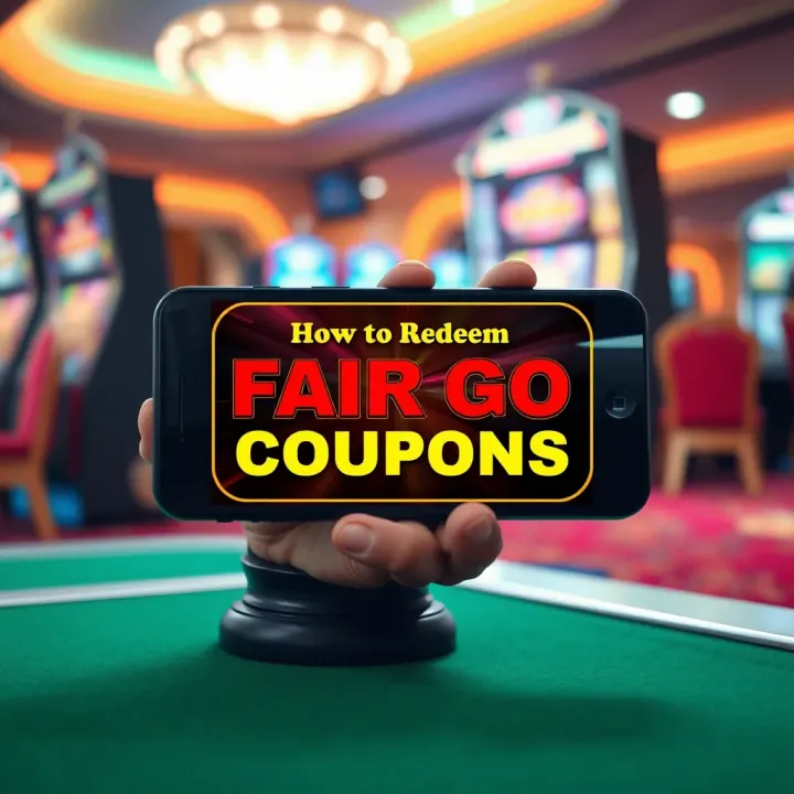 Graphic showing how to redeem casino coupons on a mobile device