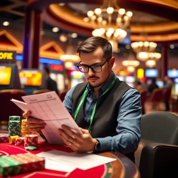 Illustration of a person responsibly managing casino bonuses with a checklist and calendar