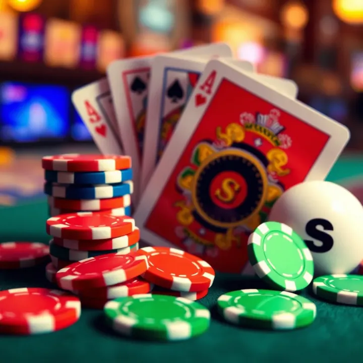 Colorful casino chips and cards symbolizing bonus rewards at online casinos