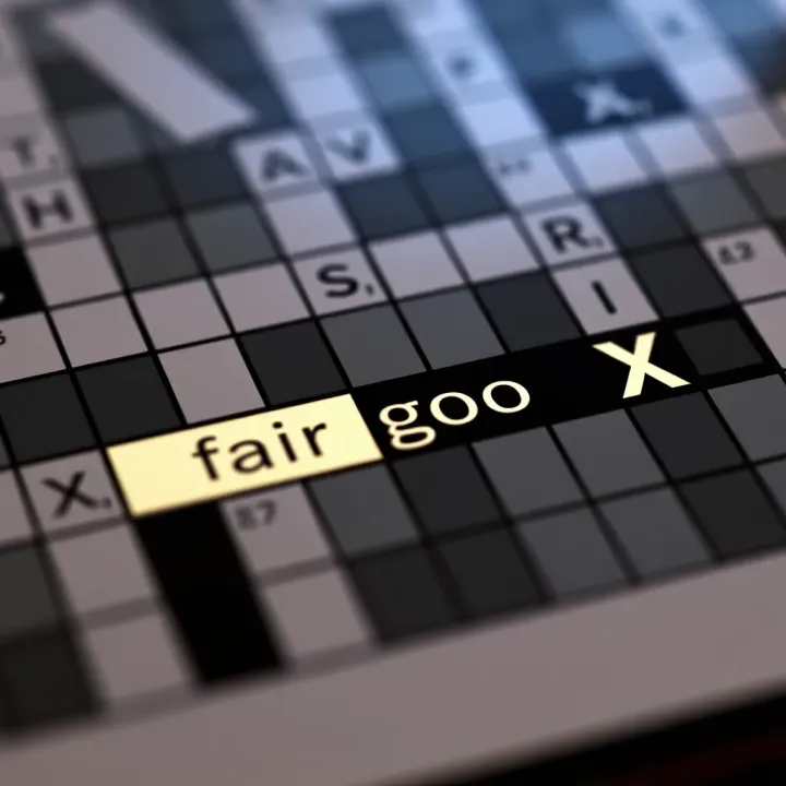 Crossword puzzle grid highlighting the phrase 'fair go X' with clues around it