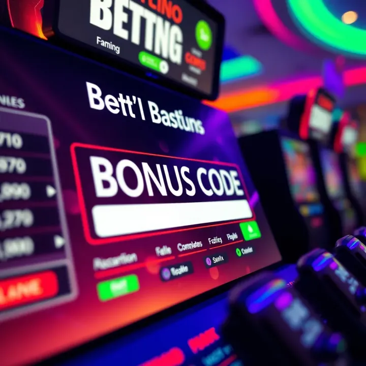 Illustration of a digital betting interface highlighting bonus code entry field