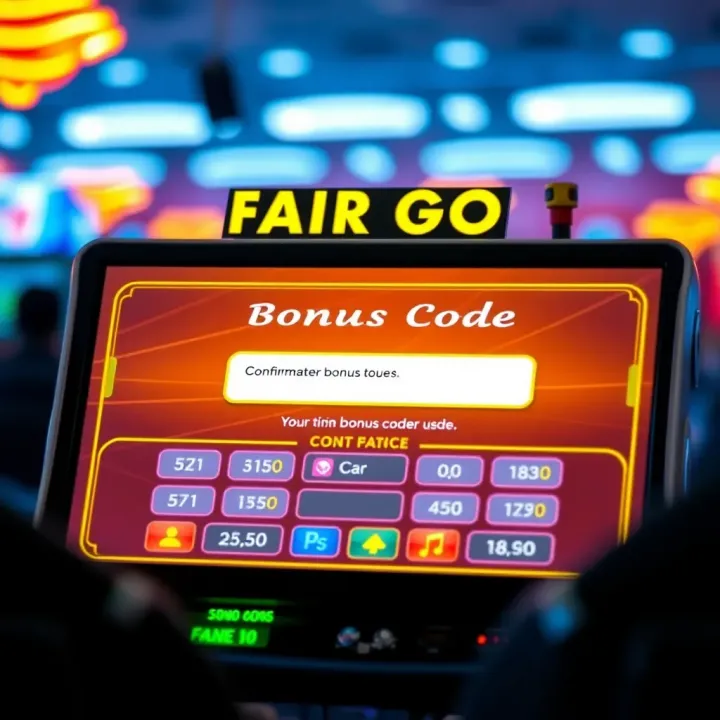 Illustration showing a digital interface with bonus code input field and confirmation message