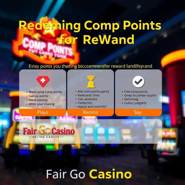Redeeming Comp Points for Rewards at Fair Go Casino Graphic showing different ways comp points can be redeemed for rewards and benefits