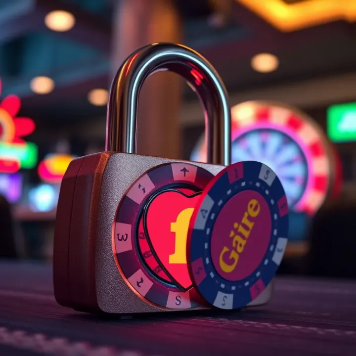 Digital security concept with padlock and casino chip symbolizing protection against hacking attempts