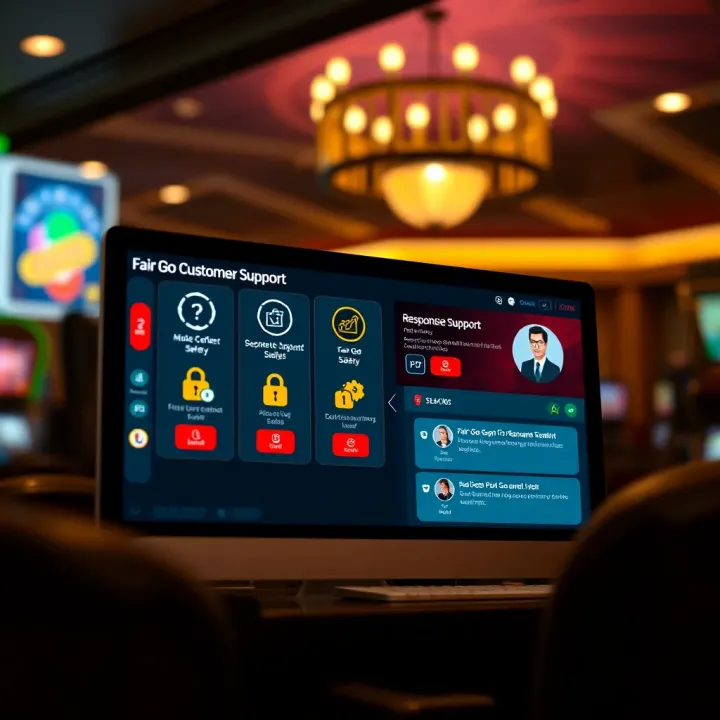 Secure online casino interface showing safety icons and responsive customer support chat window