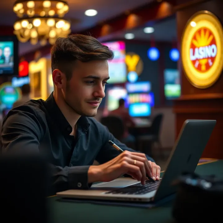 Person writing an email on a laptop with a calm and focused demeanor
