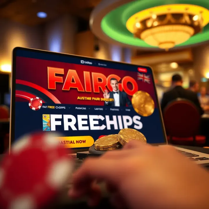 Online casino interface displaying free chips promotion for Australian players