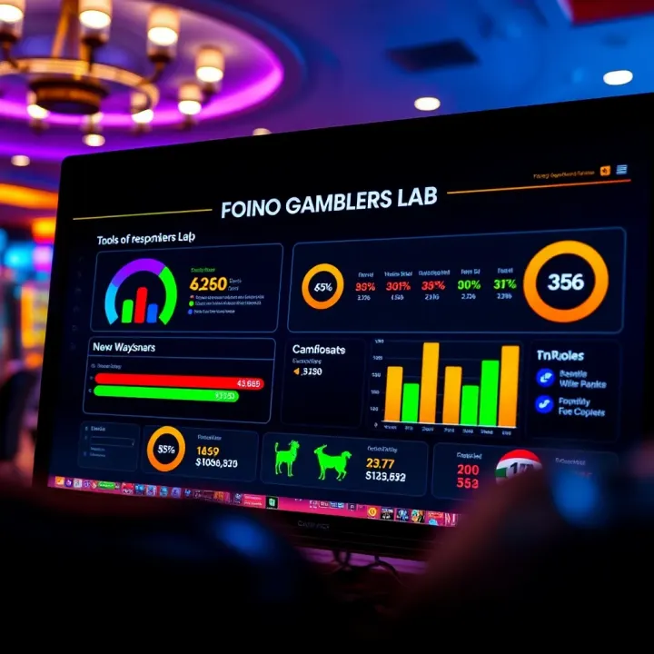 Interactive dashboard displaying gambling statistics and responsible play indicators