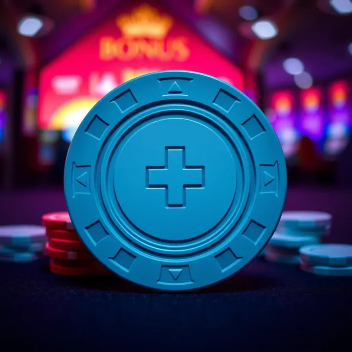 Illustration showing a casino chip with a plus symbol highlighting bonus funds