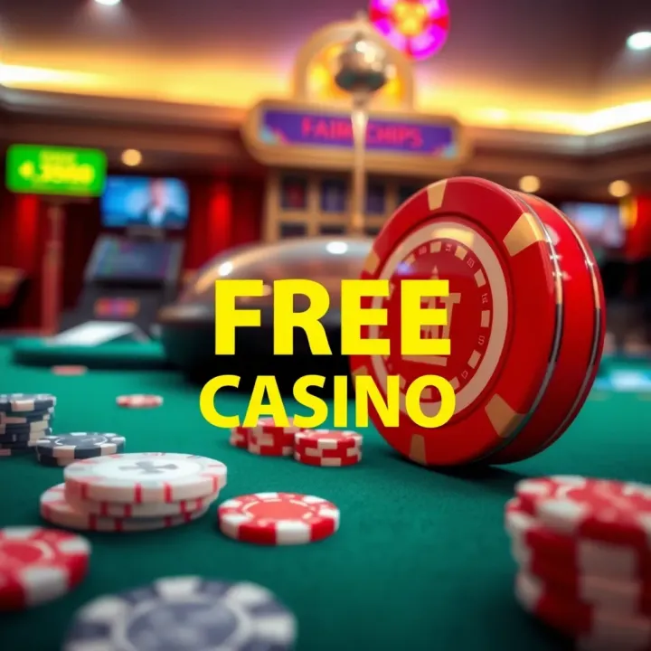 Digital representation of free chips offer at an online casino platform