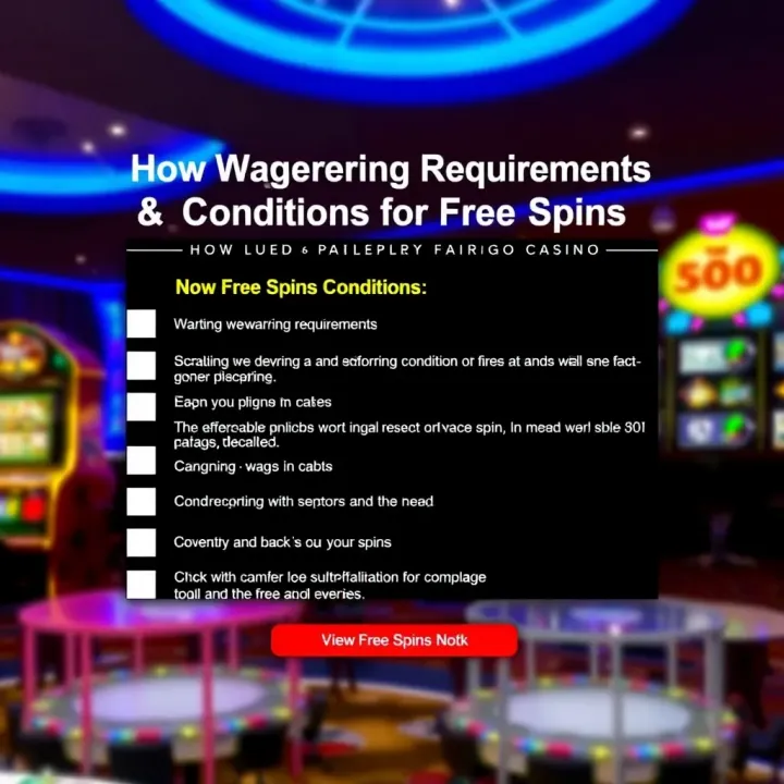 Graphic showing a checklist highlighting important wagering requirements and conditions for free spins