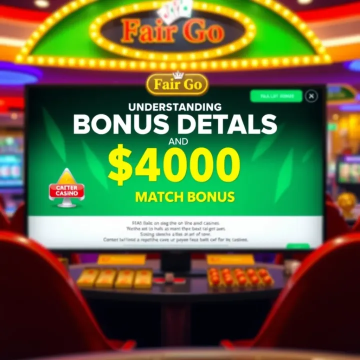 Graphic depicting online casino interface with bonus details and wagering requirements