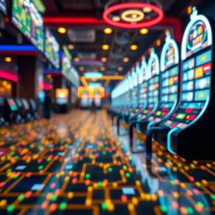 Abstract representation of digital technology and data flow behind online slot games