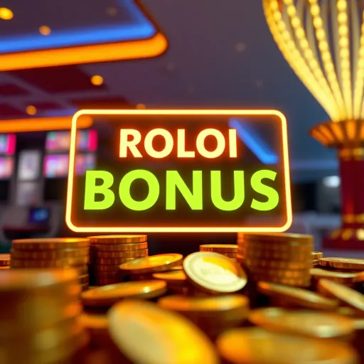 Visual Representation of Rooli No Deposit Bonus Offer Graphic showing a digital casino bonus offer with coins and a glowing sign