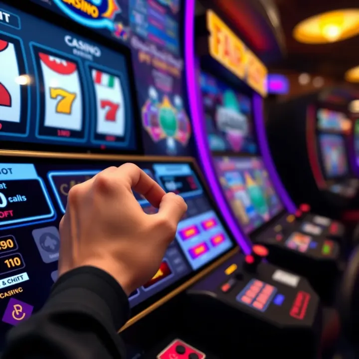 Using the Fair Go Casino Chip in Online Games Player using a casino chip at a digital slot machine interface