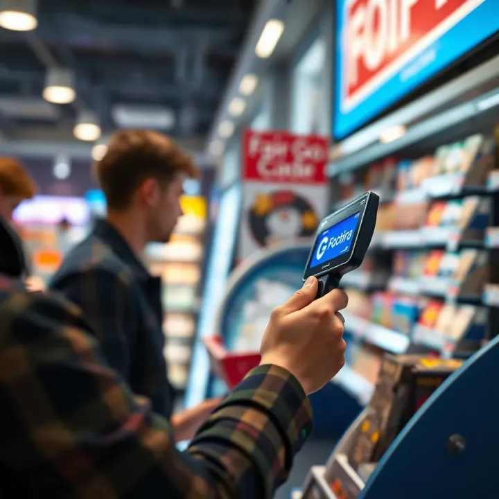 Redeeming Fair Go X Code in Store Graphic of a shopper scanning a Fair Go X code at a local store checkout