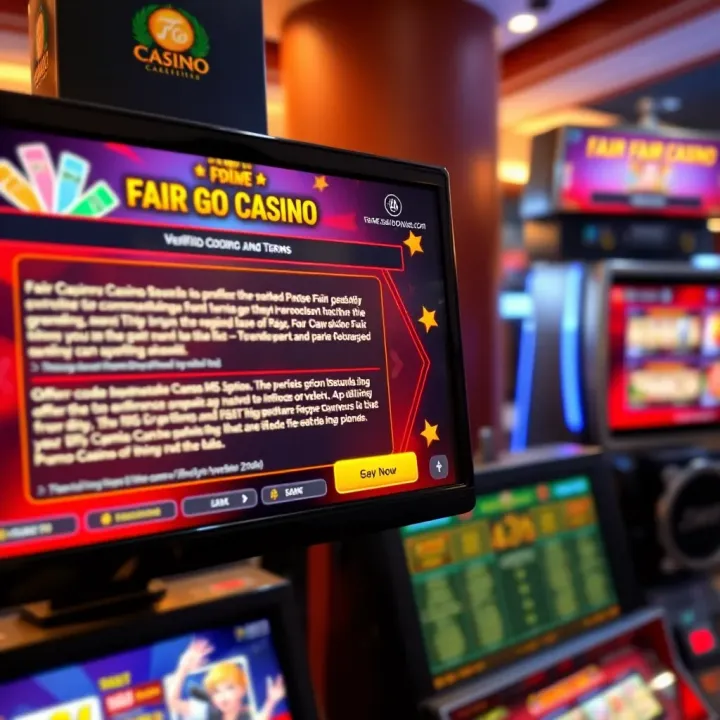 Digital interface showing verified promo codes and terms for online casino