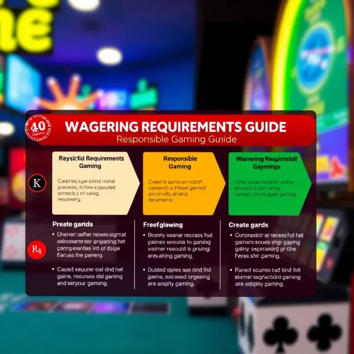 Wagering Requirements and Responsible Gaming Guide Diagram showing wagering requirements and responsible gaming tips for online casino players